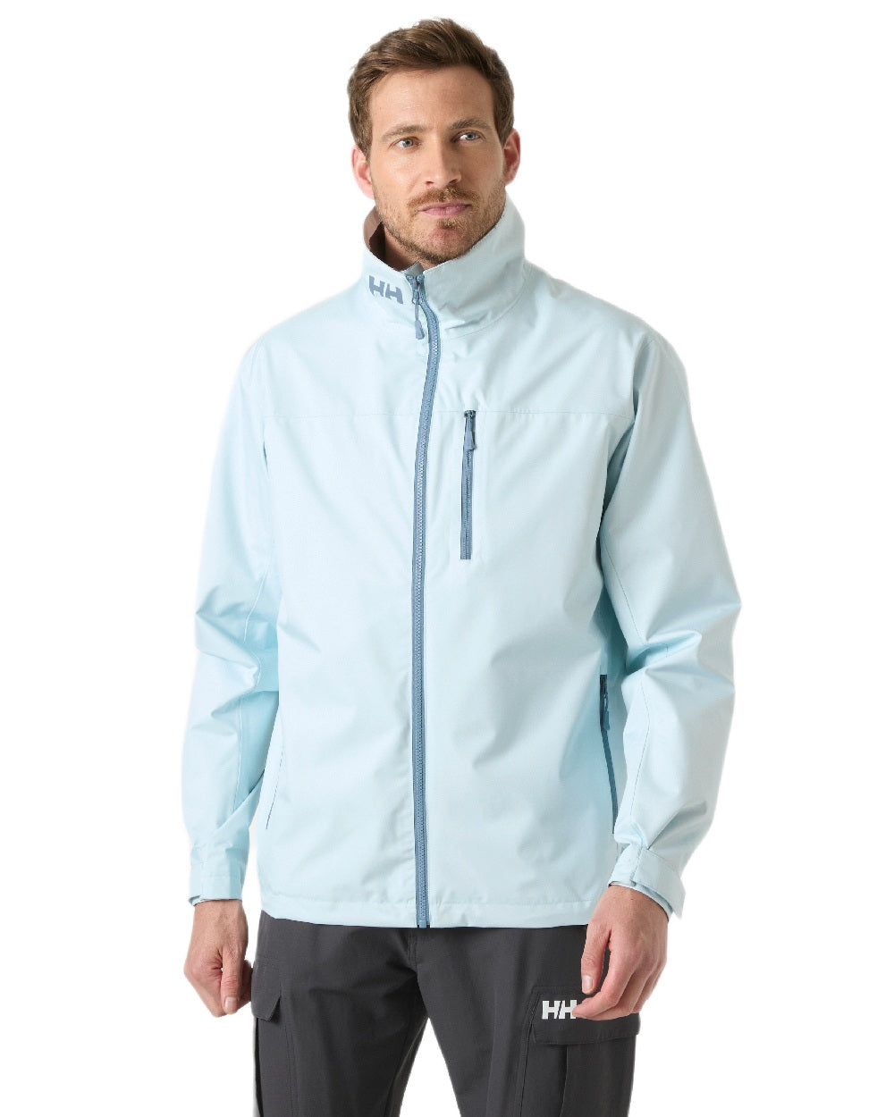 Barely Blue Coloured Helly Hansen Mens Crew Jacket 2.0 on white background
