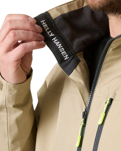 Pebble Coloured Helly Hansen Mens Crew Jacket 2.0 on white background
