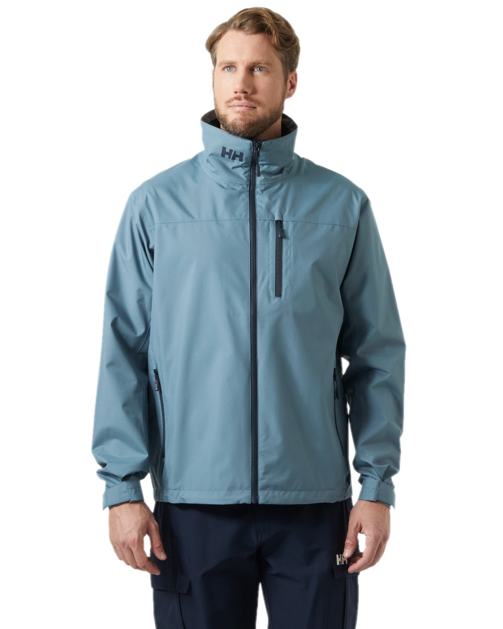 Washed Navy Coloured Helly Hansen Mens Crew Jacket 2.0 on white background
