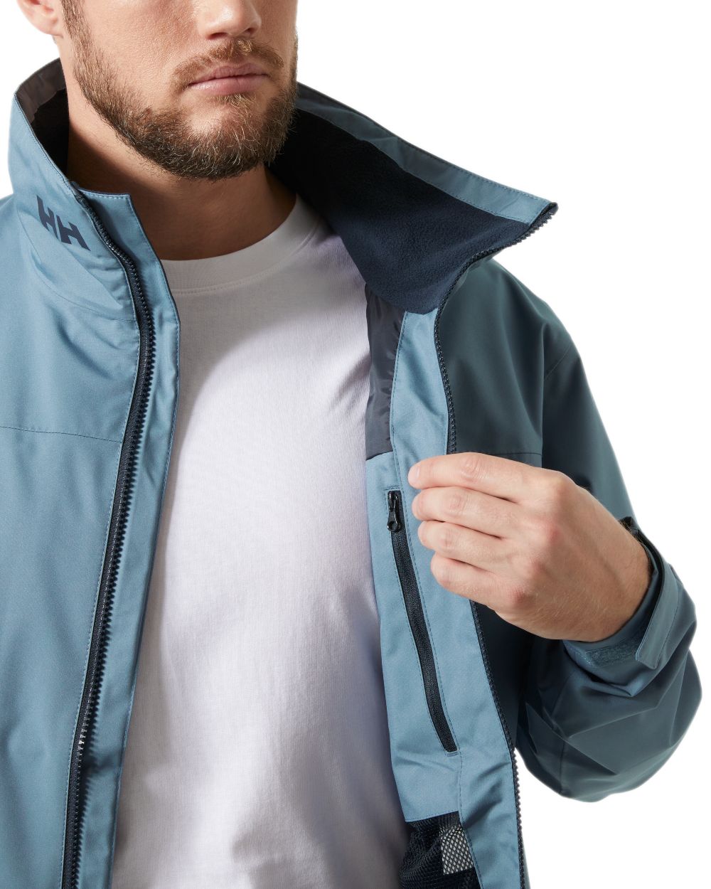 Washed Navy Coloured Helly Hansen Mens Crew Jacket 2.0 on white background
