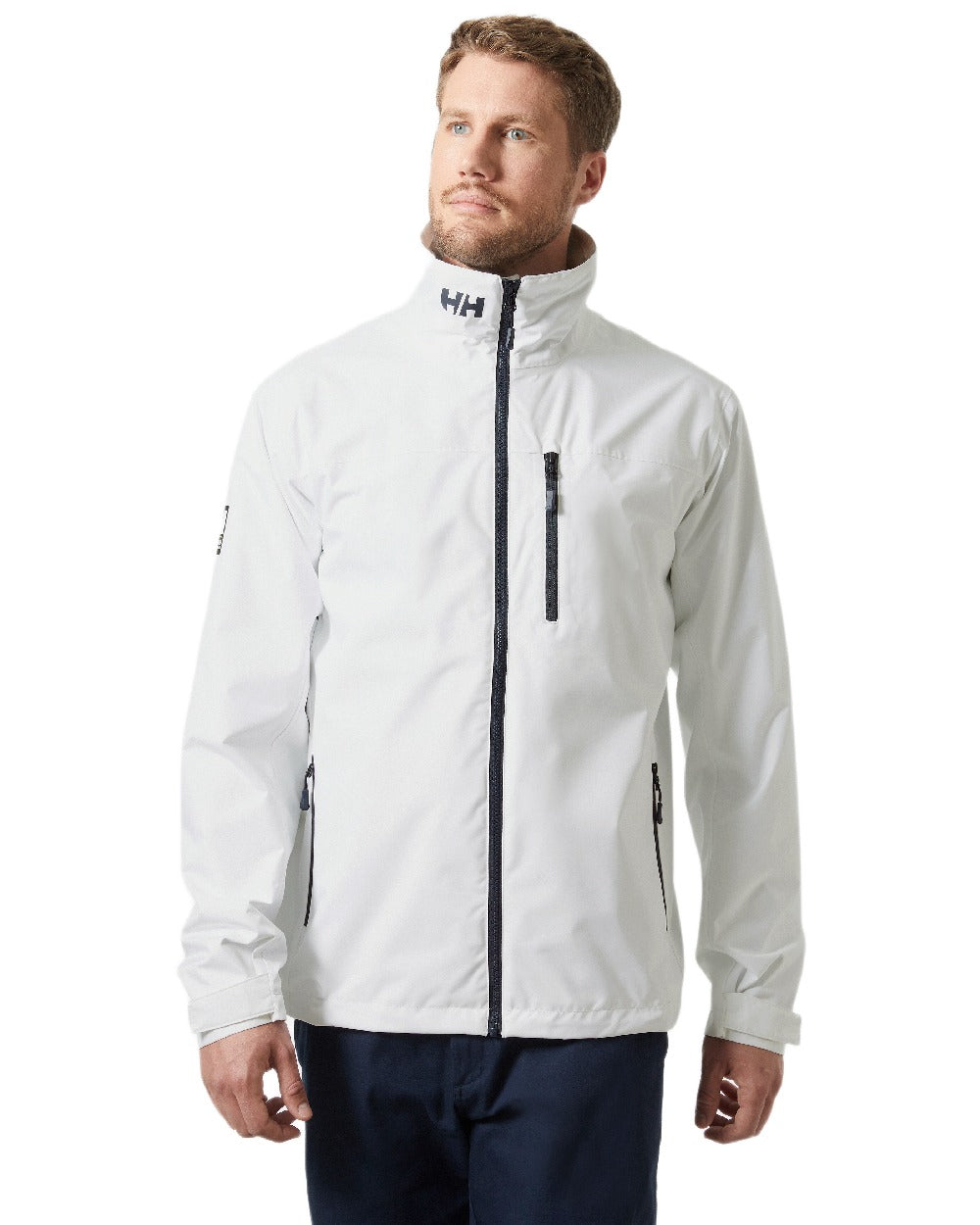 White Coloured Helly Hansen Mens Crew Jacket 2.0 on white background 