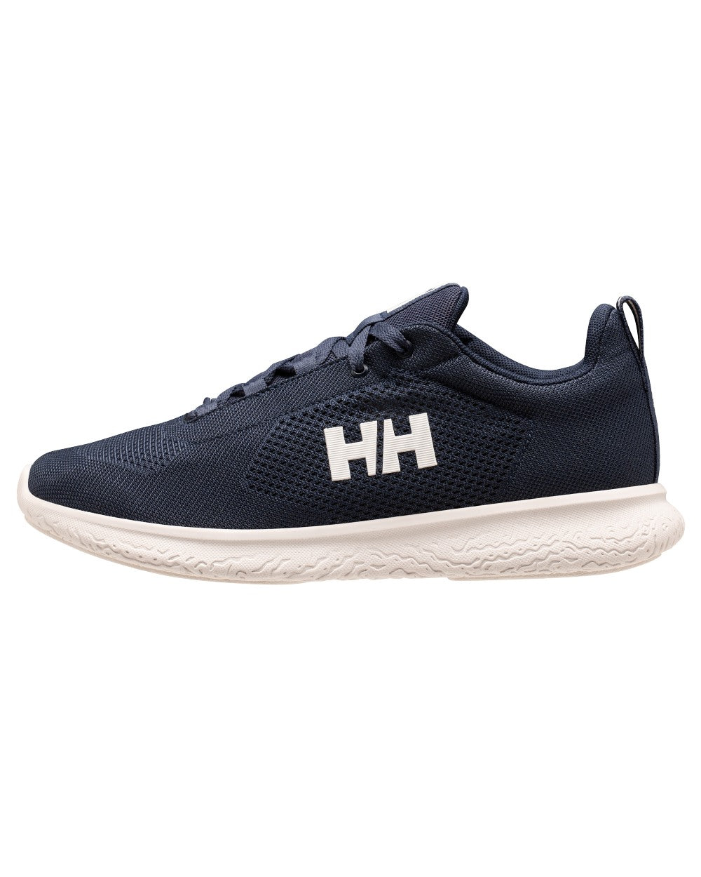 Navy White coloured Helly Hansen Mens Crew Light Casual Shoes on white background 