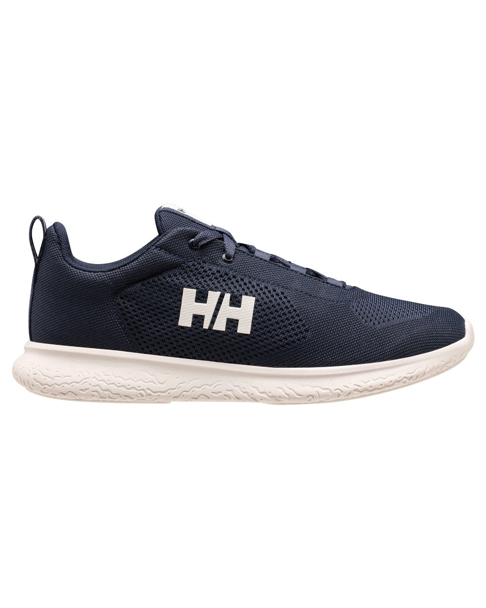 Navy White coloured Helly Hansen Mens Crew Light Casual Shoes on white background 