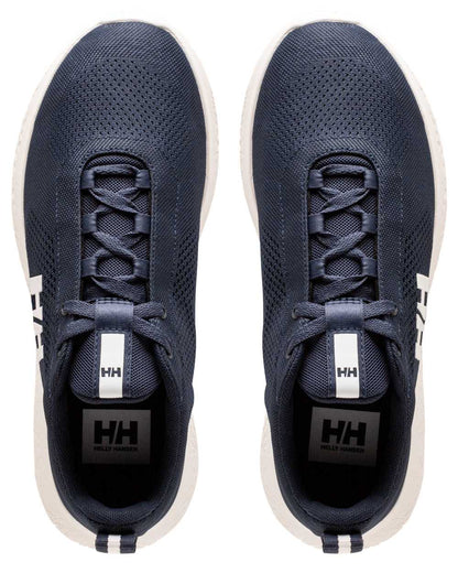 Navy White coloured Helly Hansen Mens Crew Light Casual Shoes on white background 