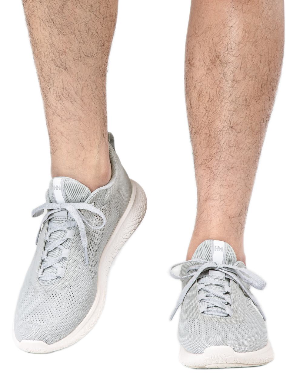 Grey Fog Off White coloured Helly Hansen Mens Crew Light Casual Shoes on white background 
