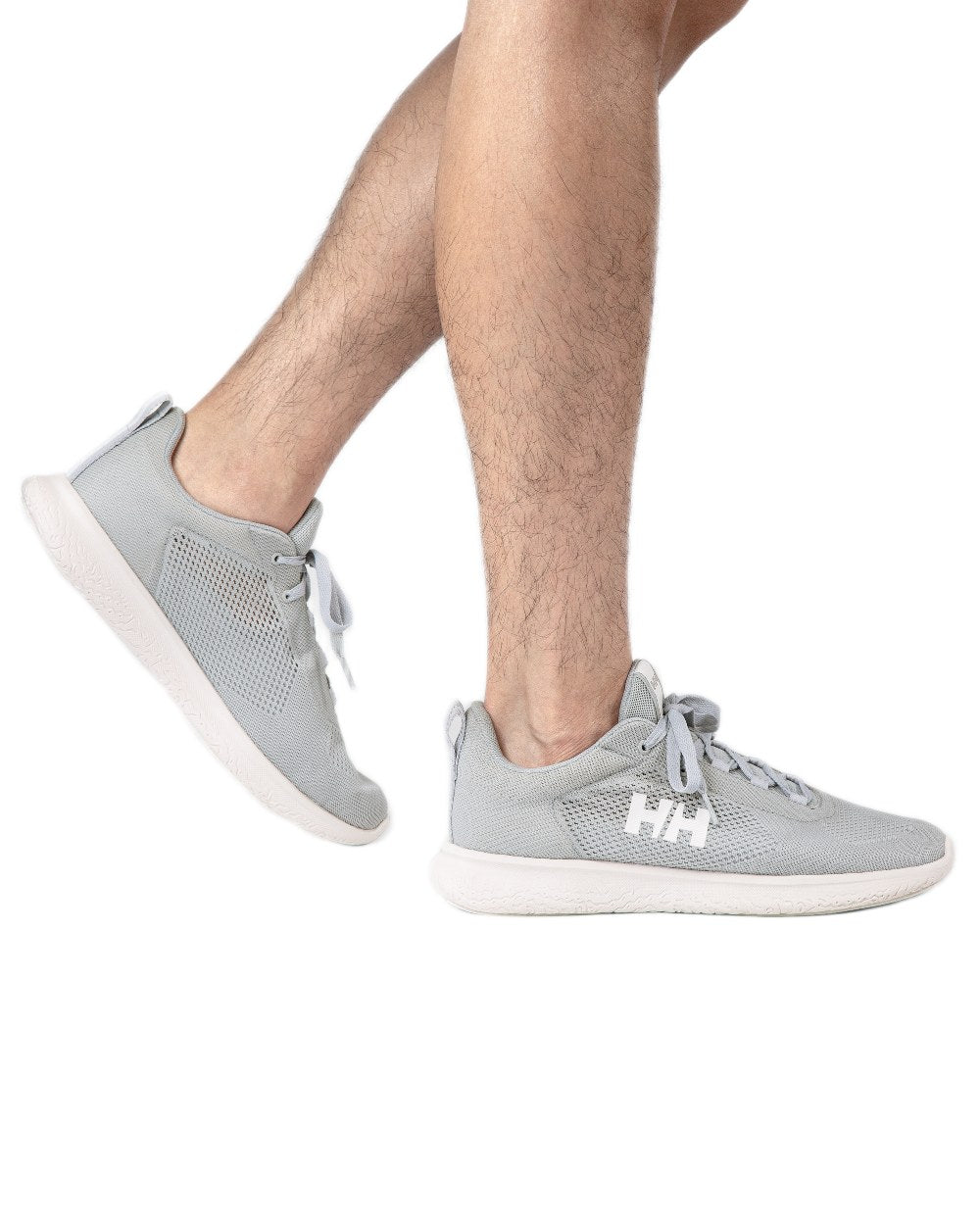Grey Fog Off White coloured Helly Hansen Mens Crew Light Casual Shoes on white background 