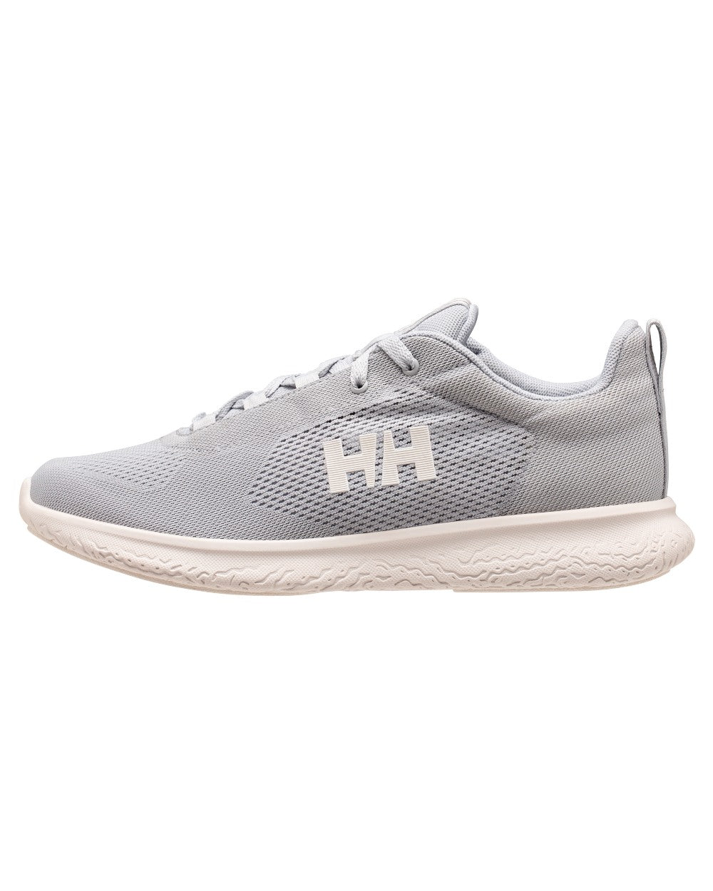 Grey Fog Off White coloured Helly Hansen Mens Crew Light Casual Shoes on white background 