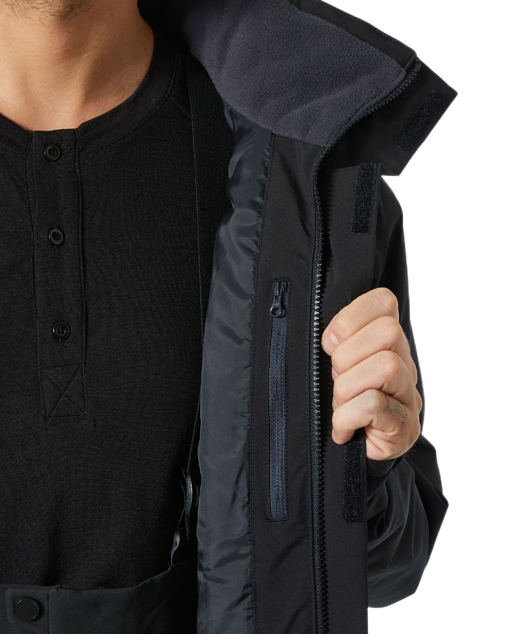 Black Coloured Helly Hansen Mens Crewser Jacket on white background 