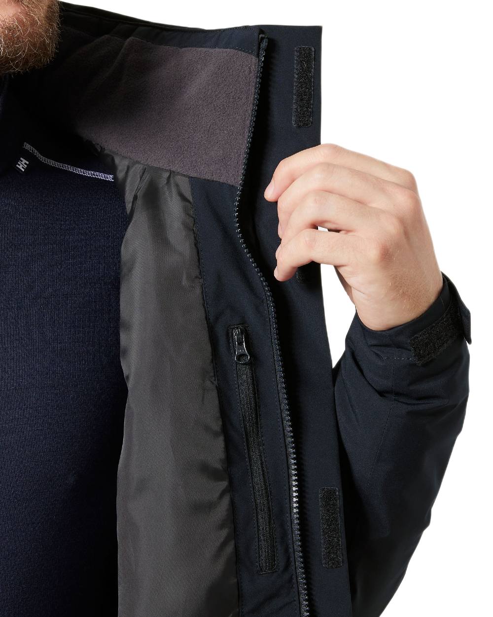 Navy Coloured Helly Hansen Mens Crewser Jacket on white background 