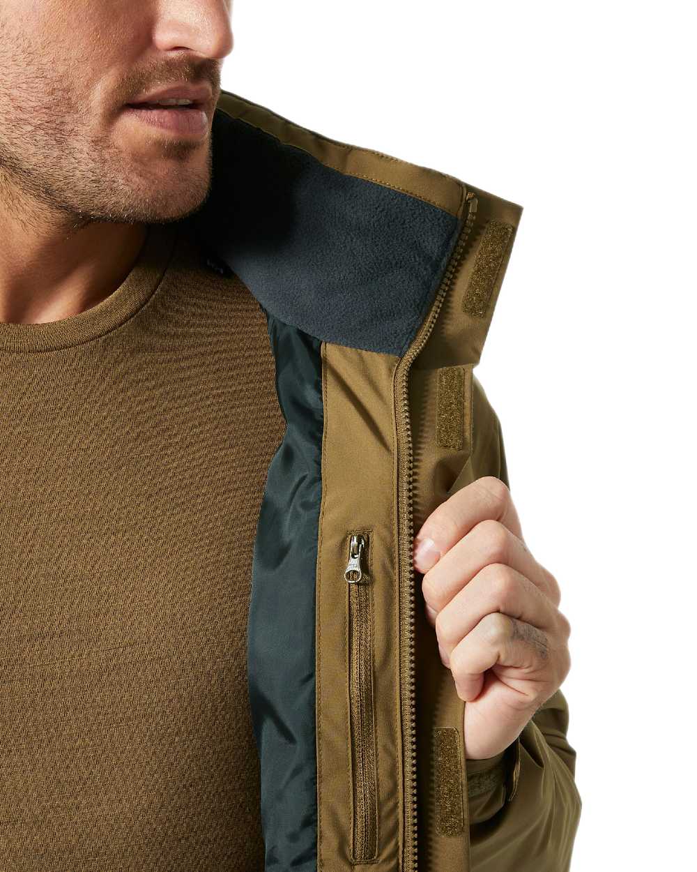 Sepia Coloured Helly Hansen Mens Crewser Jacket on white background 