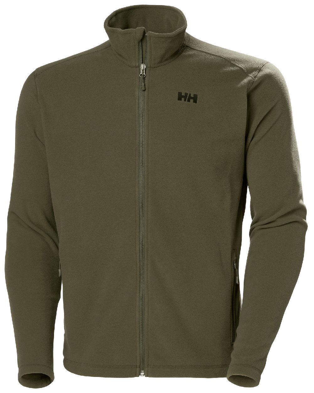 Utility Green coloured Helly Hansen Mens Daybreaker Fleece Jacket on white background 