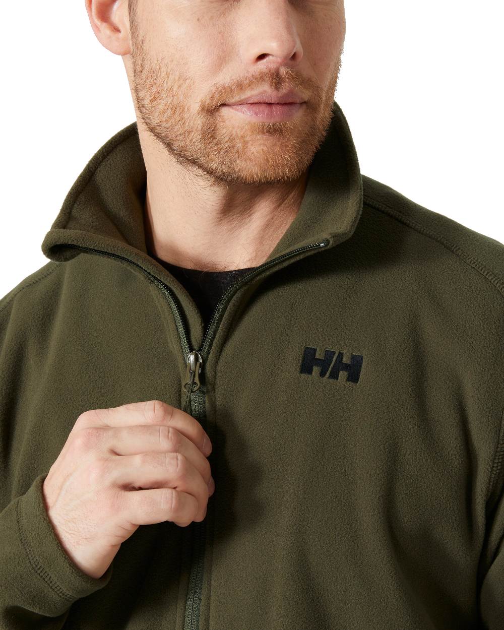 Utility Green coloured Helly Hansen Mens Daybreaker Fleece Jacket on white background 