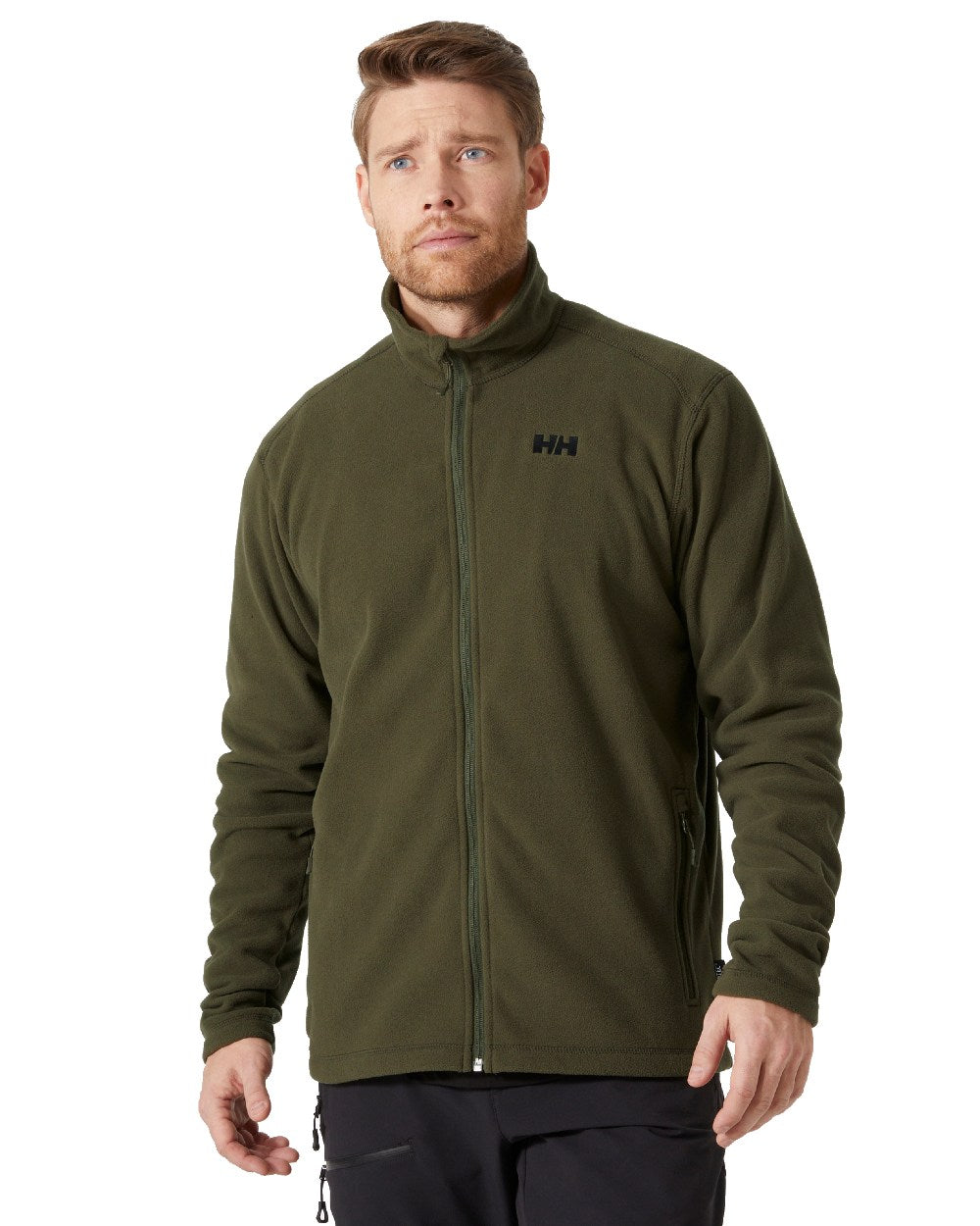 Utility Green coloured Helly Hansen Mens Daybreaker Fleece Jacket on white background 