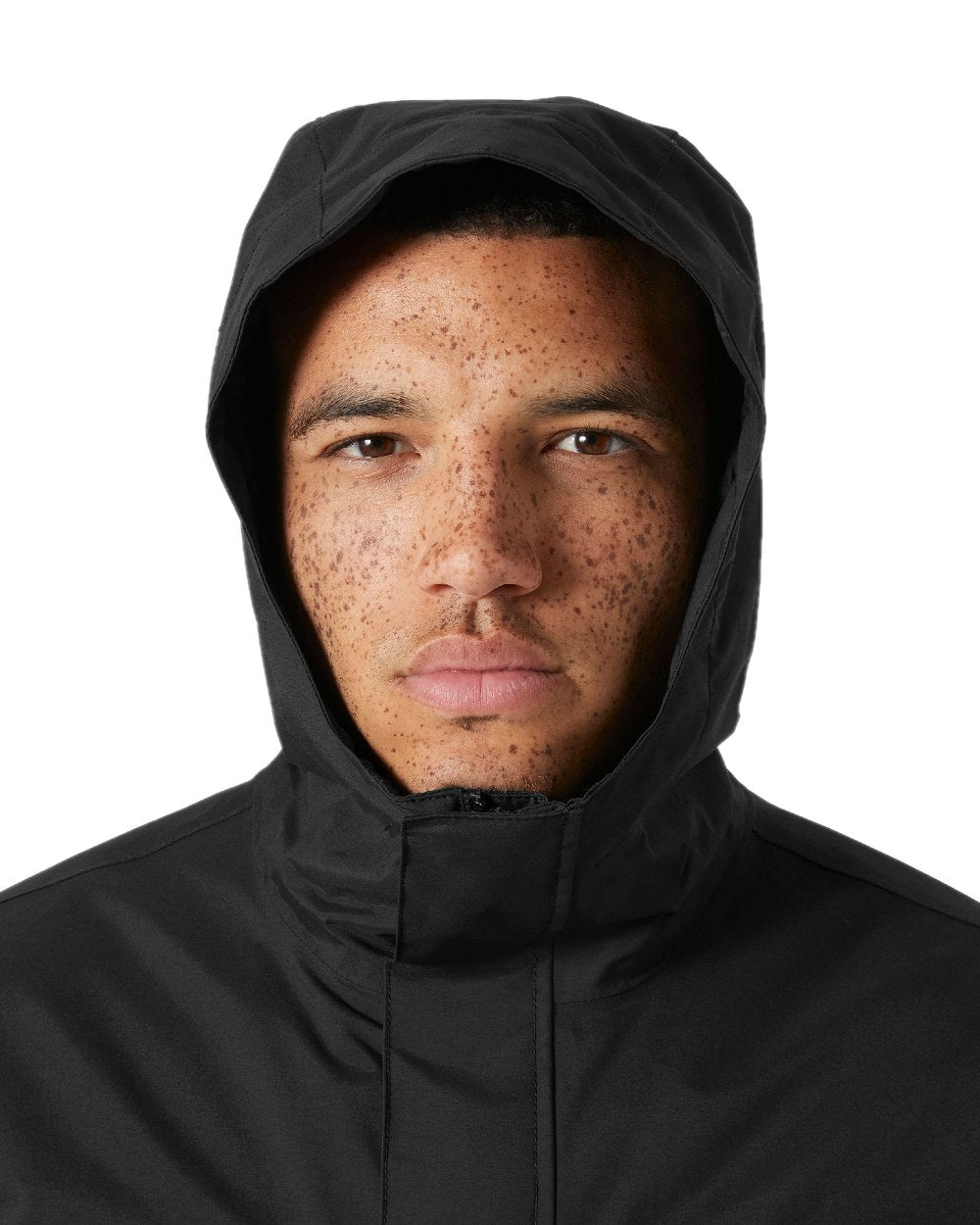 Black coloured Helly Hansen Mens Escape Rain Jacket on white background 