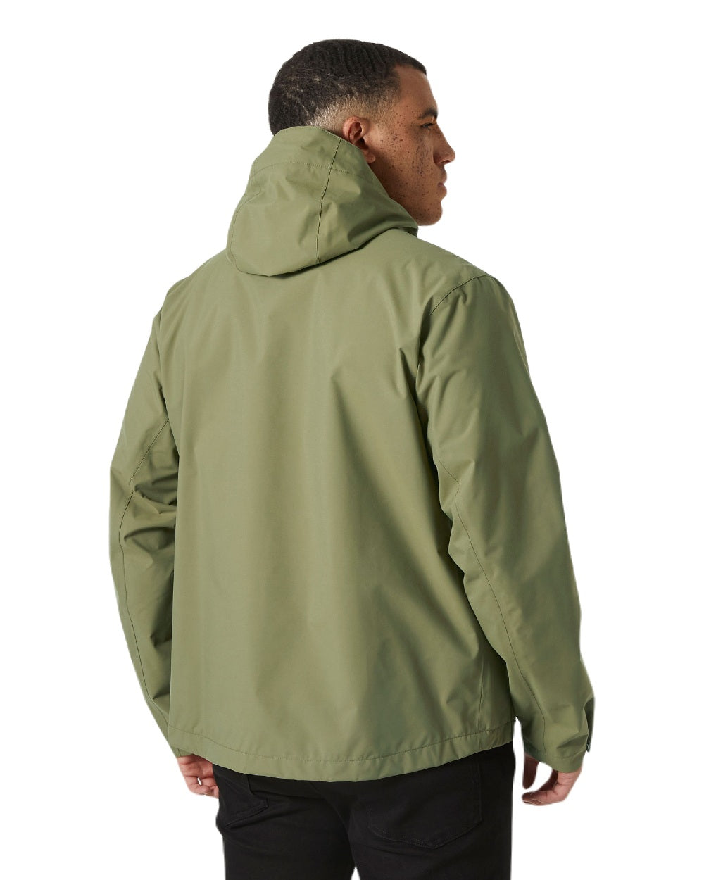 Terrain Green coloured Helly Hansen Mens Escape Rain Jacket on white background 