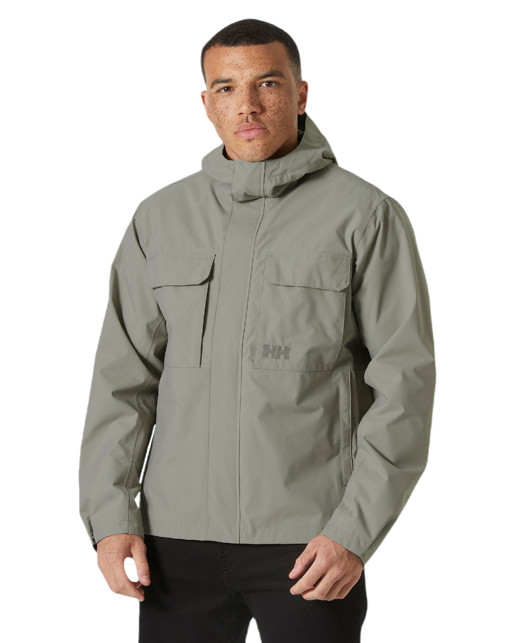 Terrazzo coloured Helly Hansen Mens Escape Rain Jacket on white background 
