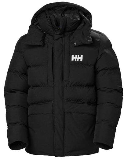 Black Coloured Helly Hansen Mens Explorer Puffy Jacket on white background 