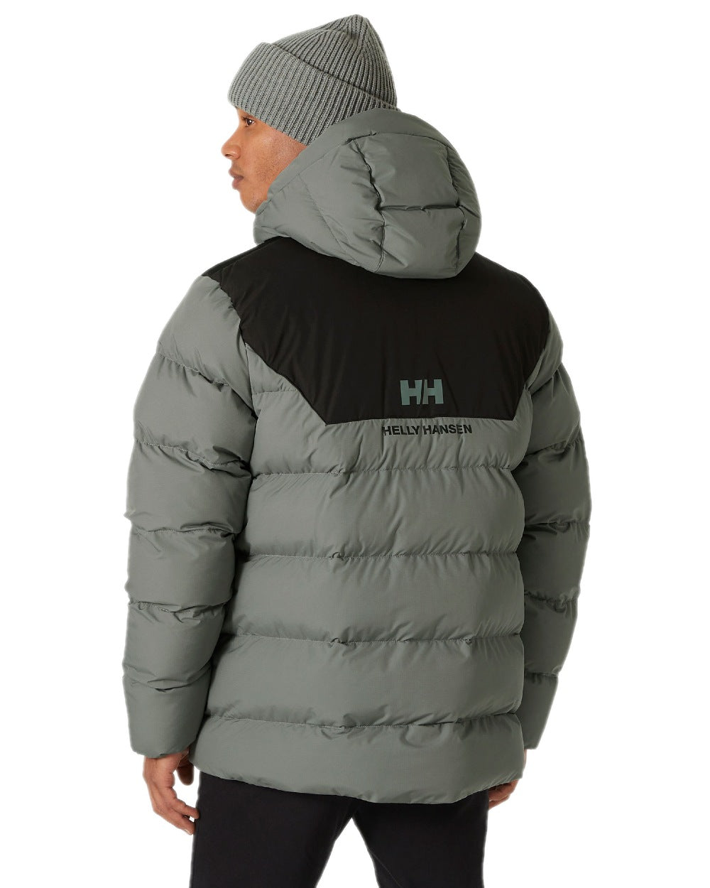 Grey Cactus Coloured Helly Hansen Mens Explorer Puffy Jacket on white background 