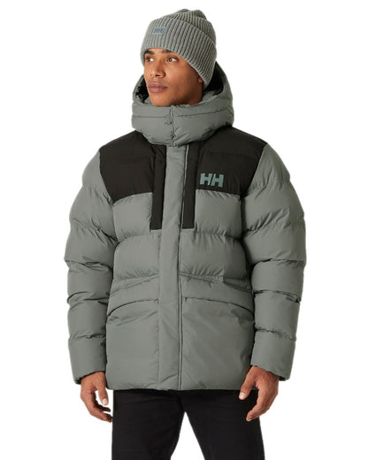 Grey Cactus Coloured Helly Hansen Mens Explorer Puffy Jacket on white background 