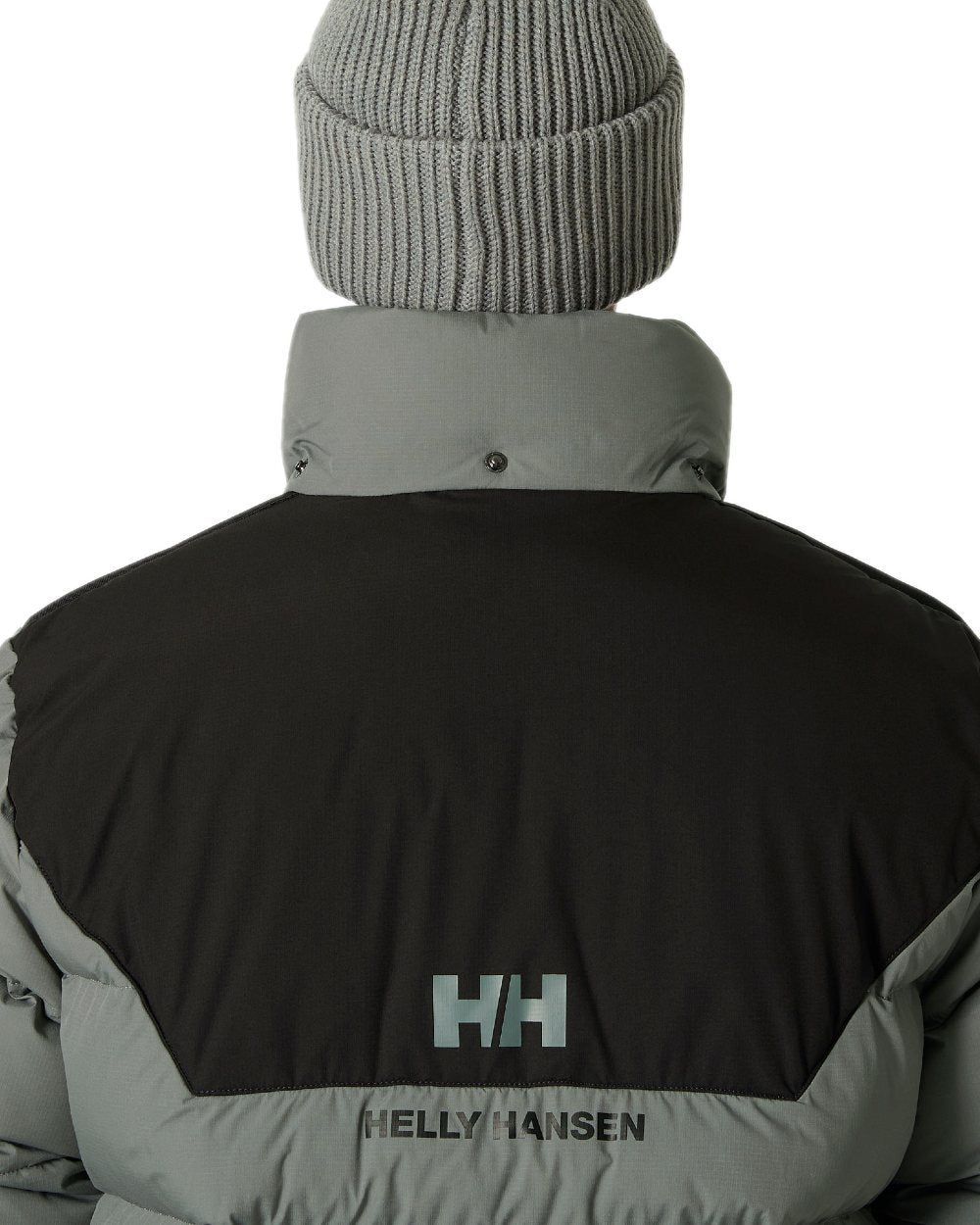 Grey Cactus Coloured Helly Hansen Mens Explorer Puffy Jacket on white background 