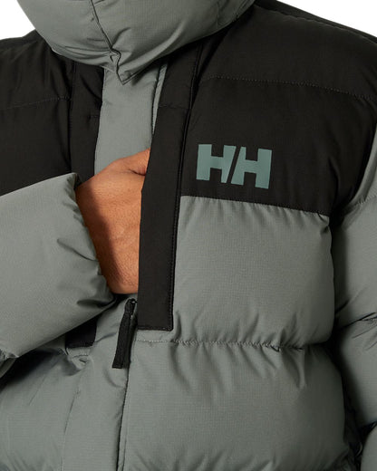 Grey Cactus Coloured Helly Hansen Mens Explorer Puffy Jacket on white background 