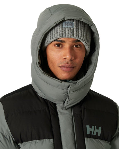 Grey Cactus Coloured Helly Hansen Mens Explorer Puffy Jacket on white background 