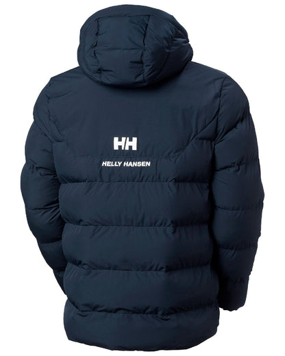 Navy Coloured Helly Hansen Mens Explorer Puffy Jacket on white background 