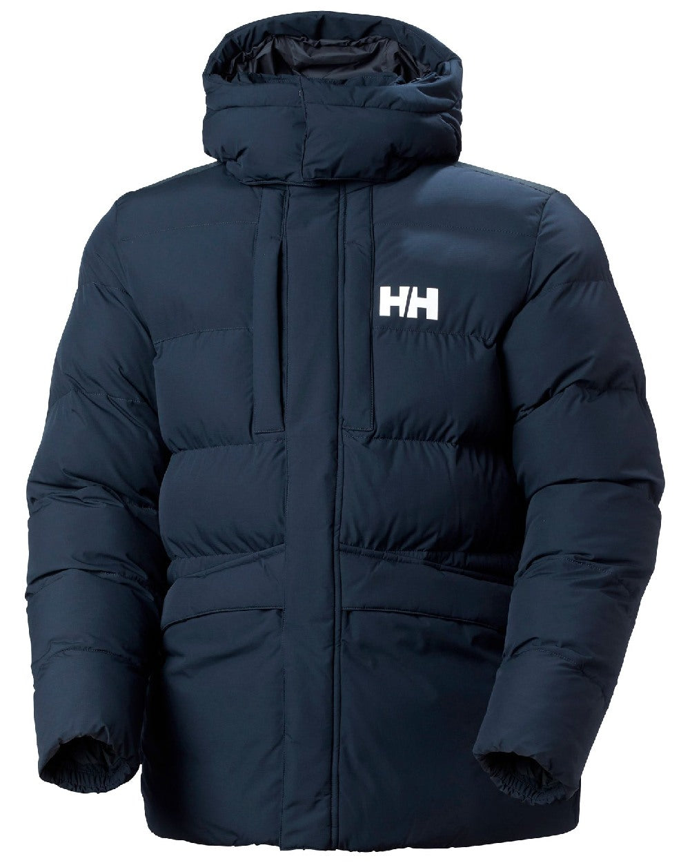 Navy Coloured Helly Hansen Mens Explorer Puffy Jacket on white background 