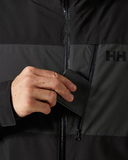 Black Coloured Helly Hansen Mens Gravity Jacket on white background 