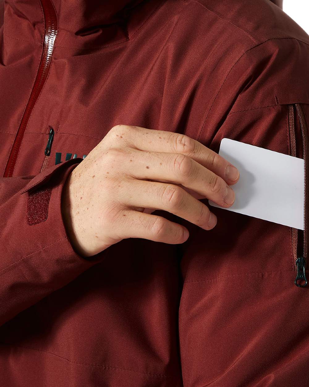 Mars Red Coloured Helly Hansen Mens Gravity Jacket on white background 