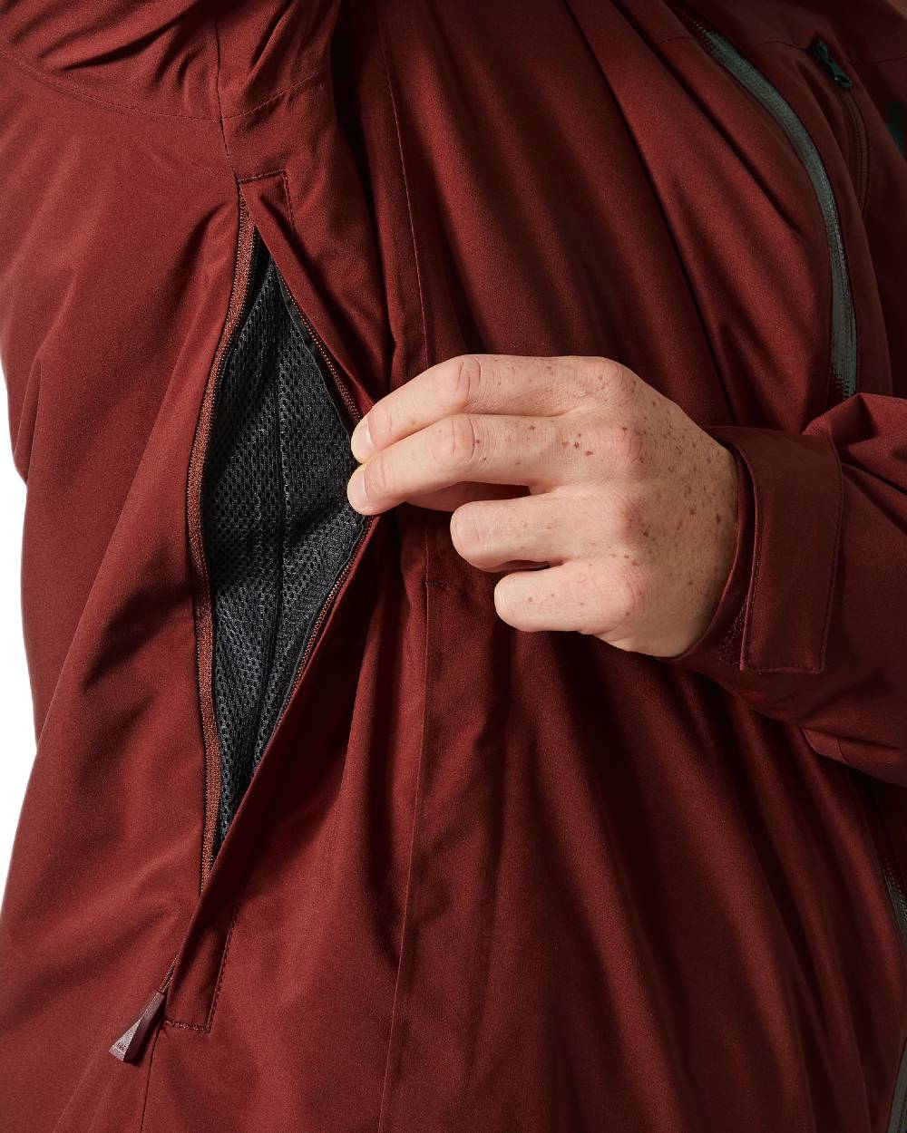 Mars Red Coloured Helly Hansen Mens Gravity Jacket on white background 