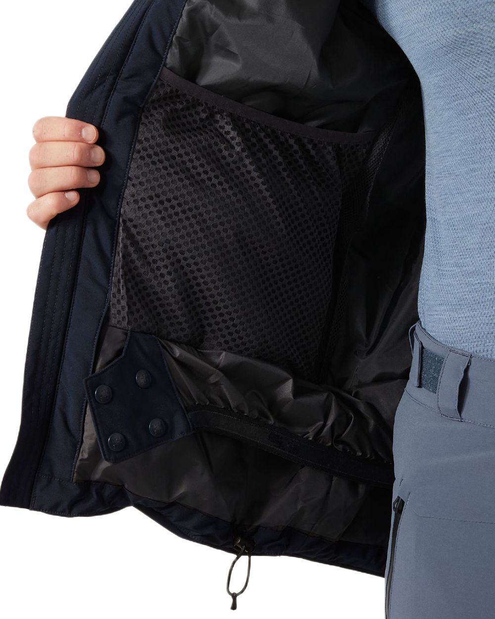 Navy Coloured Helly Hansen Mens Gravity Jacket on white background 