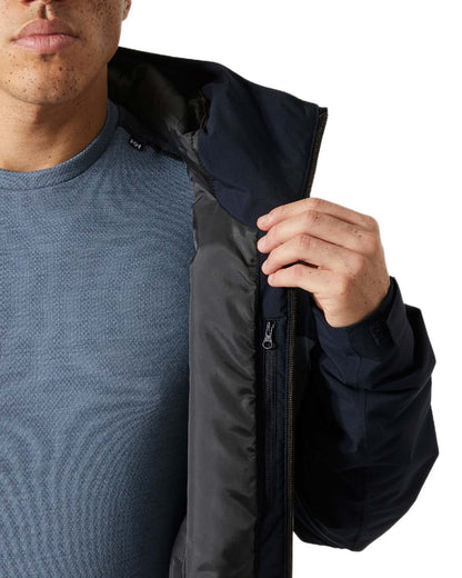 Navy Coloured Helly Hansen Mens Gravity Jacket on white background 