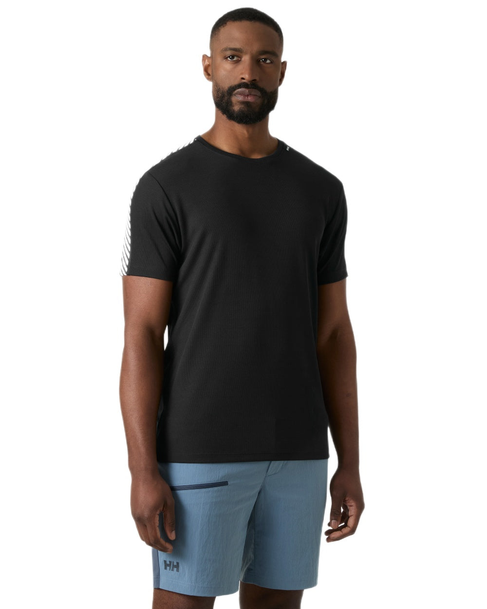 Black coloured Helly Hansen Mens HH LIFA T-Shirt on white background 