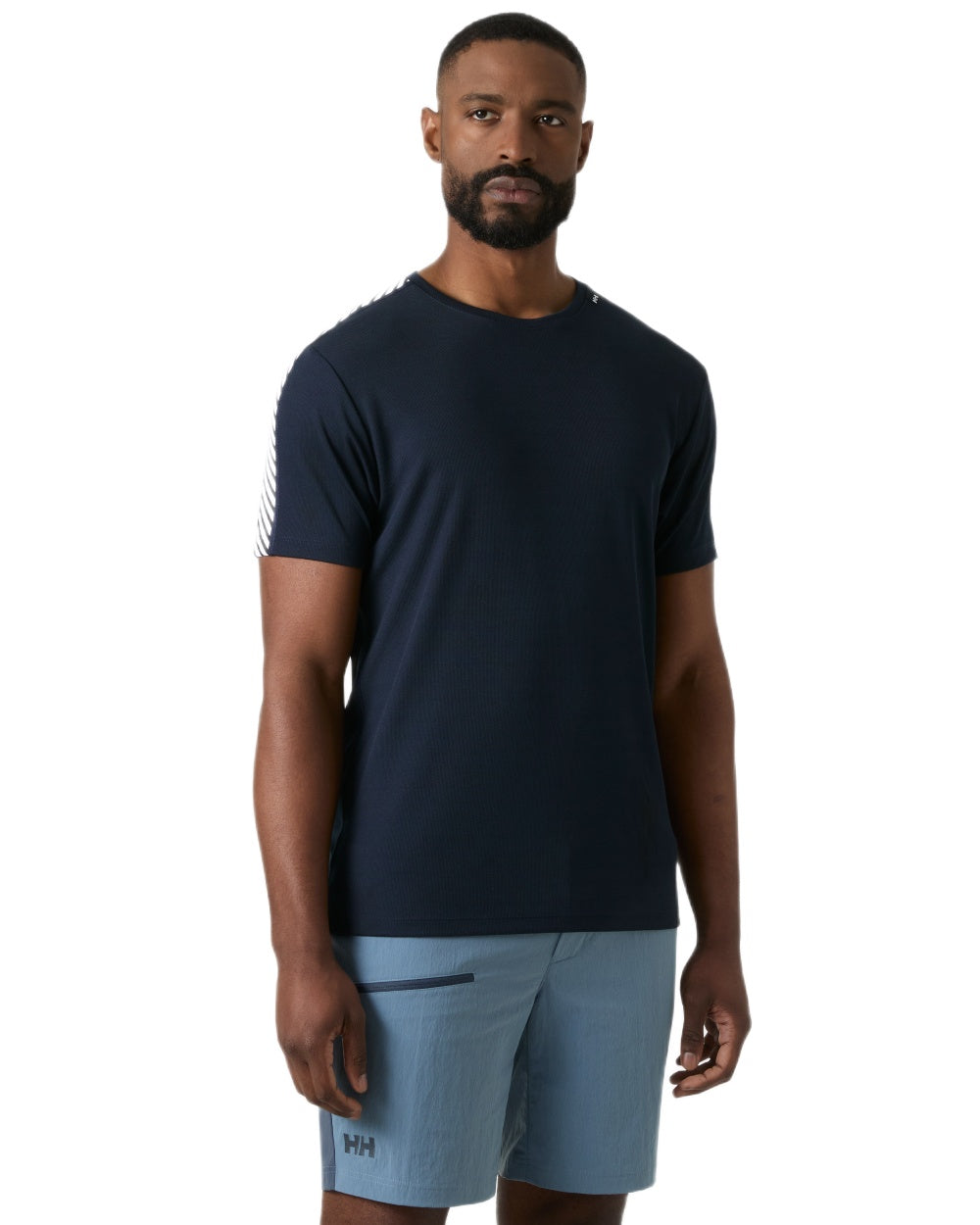 Navy coloured Helly Hansen Mens HH LIFA T-Shirt on white background 