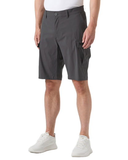 Ebony coloured Helly Hansen Mens HH Quick-Dry Cargo Shorts 11 on white background 