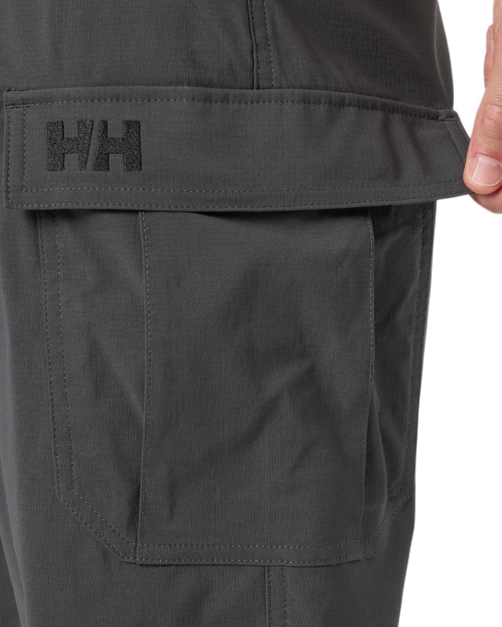 Ebony coloured Helly Hansen Mens HH Quick-Dry Cargo Shorts 11 on white background 