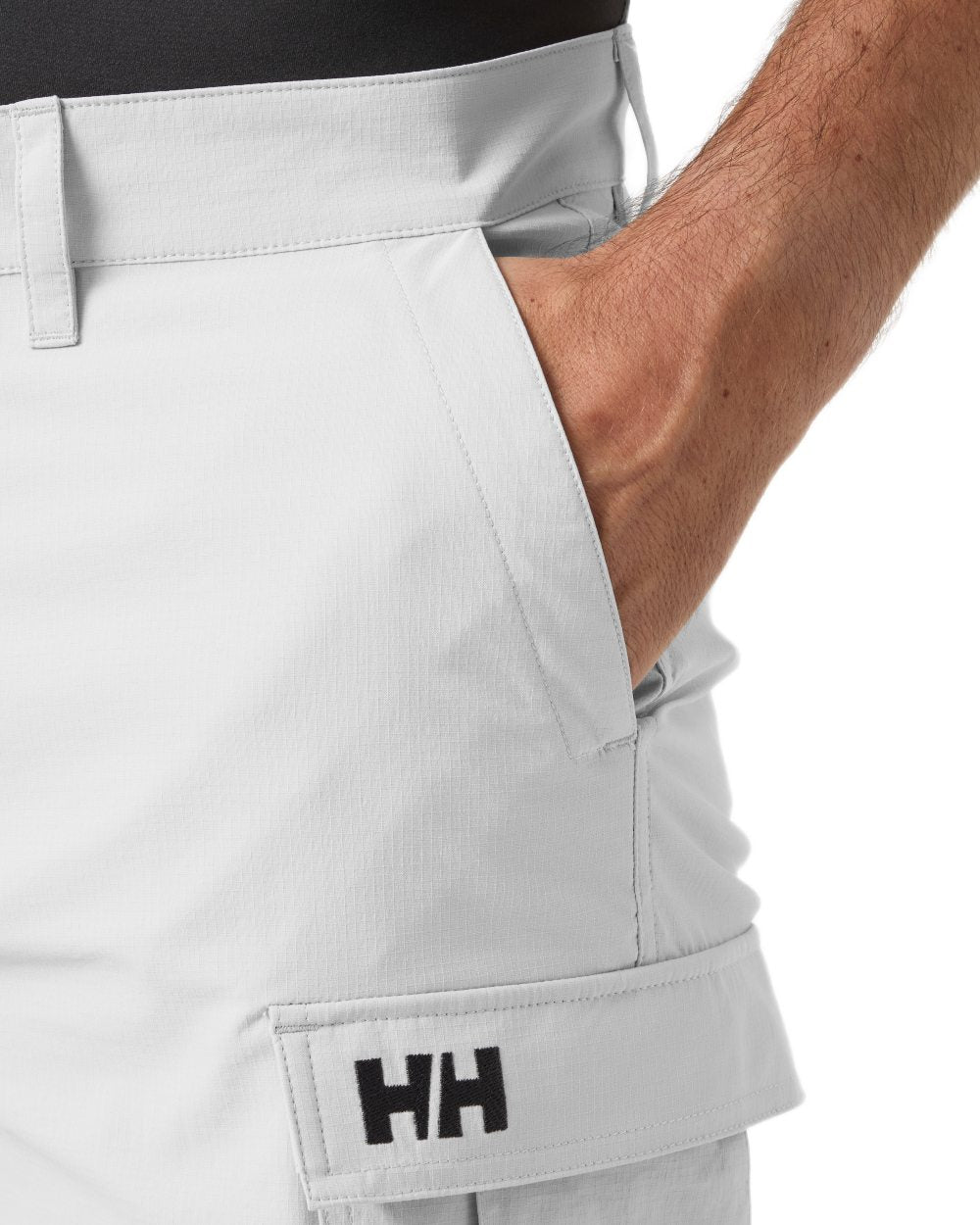 Grey Fog coloured Helly Hansen Mens HH Quick-Dry Cargo Shorts 11 on white background 