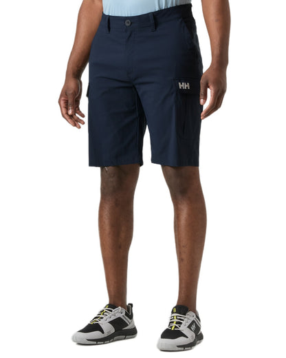 Navy coloured Helly Hansen Mens HH Quick-Dry Cargo Shorts 11 on white background 