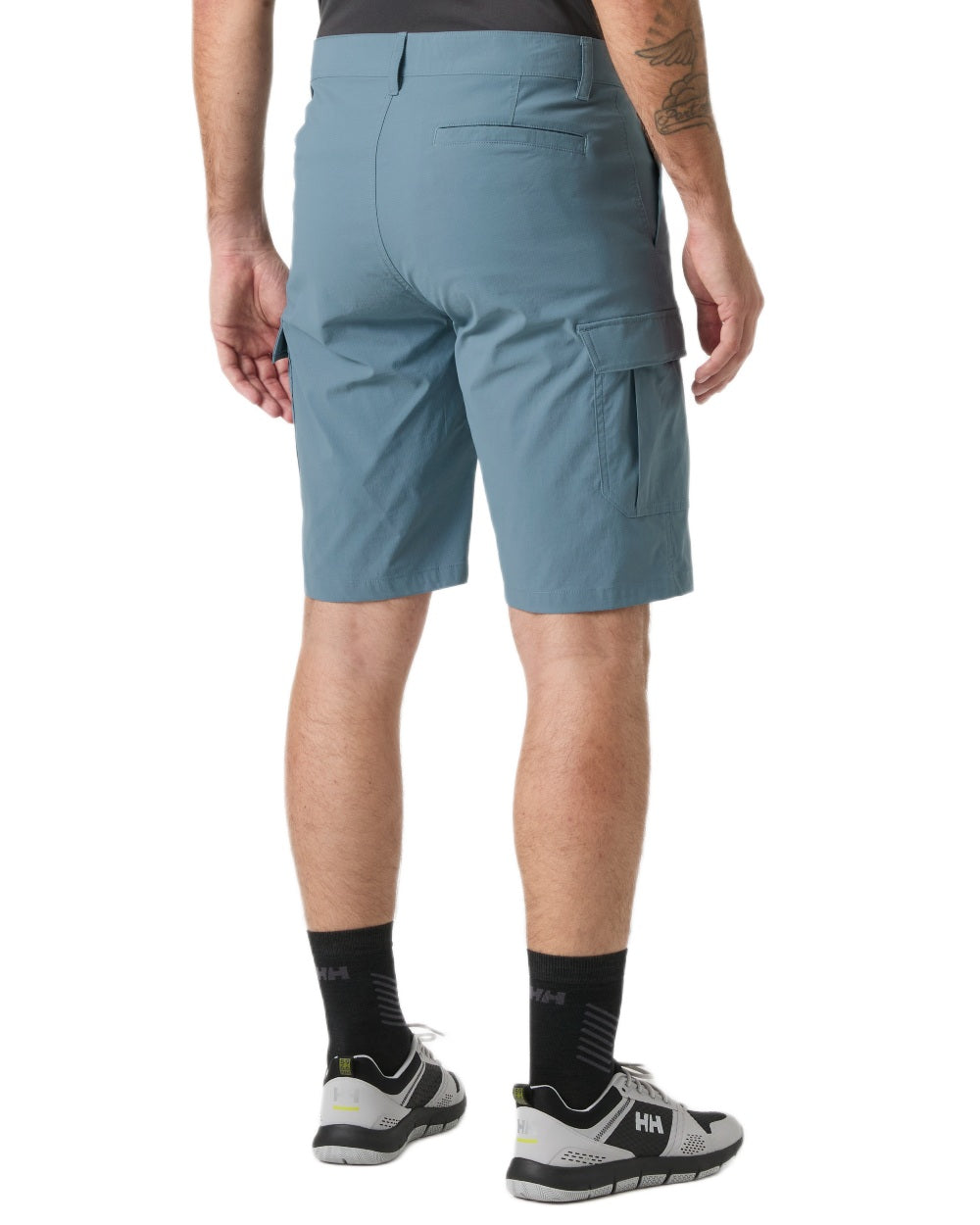 Washed Navy coloured Helly Hansen Mens Quick-Dry Cargo Shorts 11"on white background 