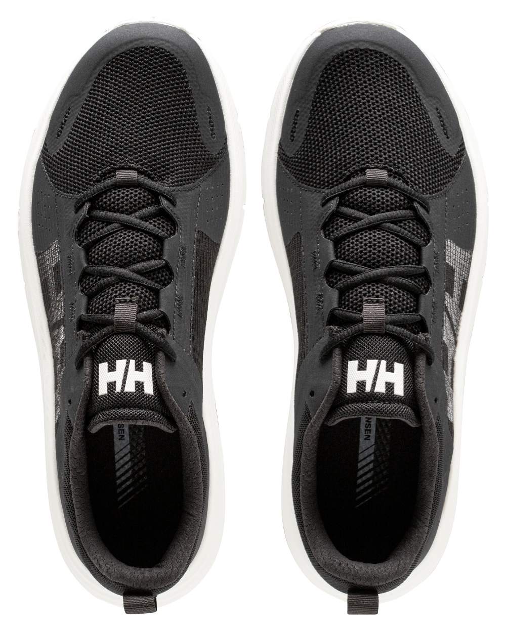 Black White Coloured Helly Hansen Mens HP Ahiga EVO 5 Marine Lifestyle Shoes on white background 