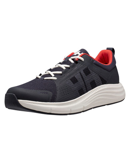 Navy Red Alert Coloured Helly Hansen Mens HP Ahiga EVO 5 Marine Lifestyle Shoes on white background 