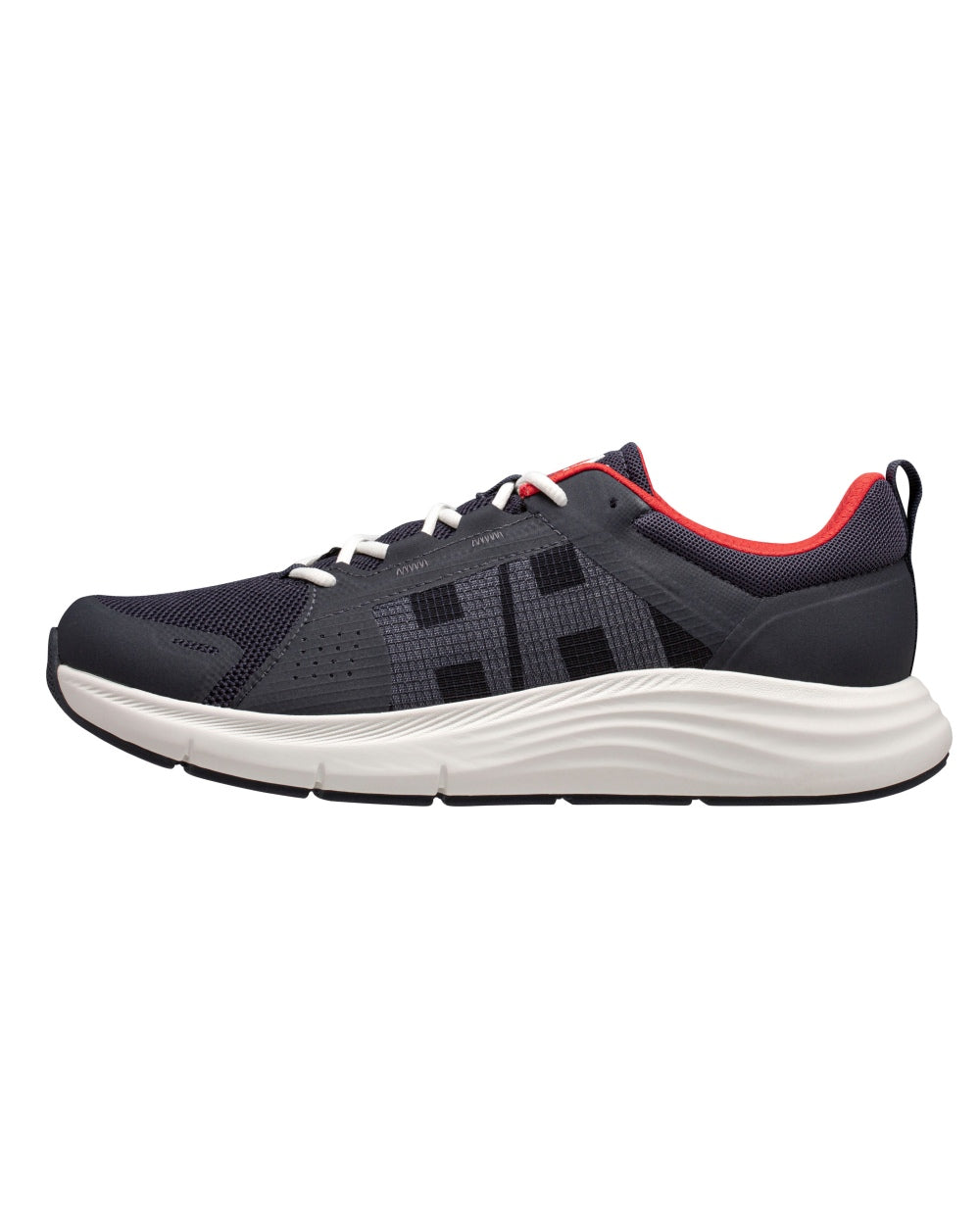 Navy Red Alert Coloured Helly Hansen Mens HP Ahiga EVO 5 Marine Lifestyle Shoes on white background 