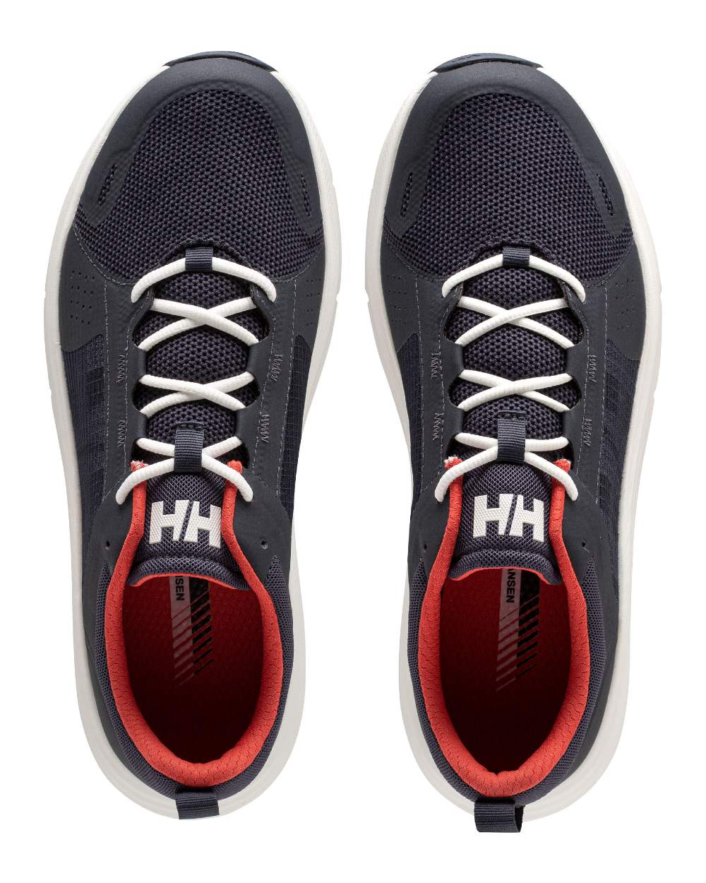 Navy Red Alert Coloured Helly Hansen Mens HP Ahiga EVO 5 Marine Lifestyle Shoes on white background 