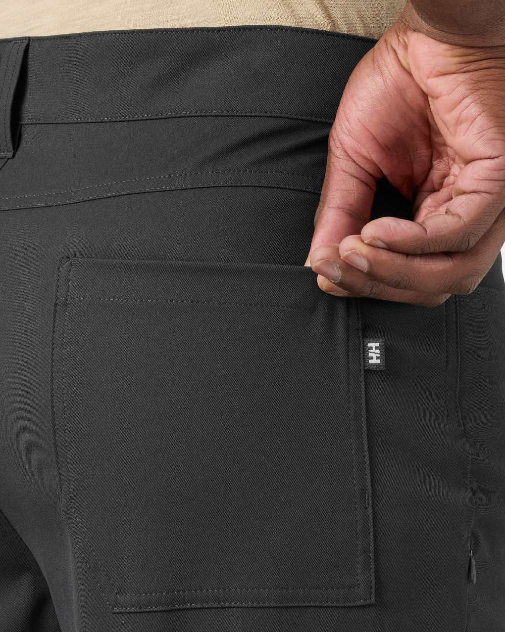 Ebony Coloured Helly Hansen Mens Holmen 5 Pocket Shorts on white background 