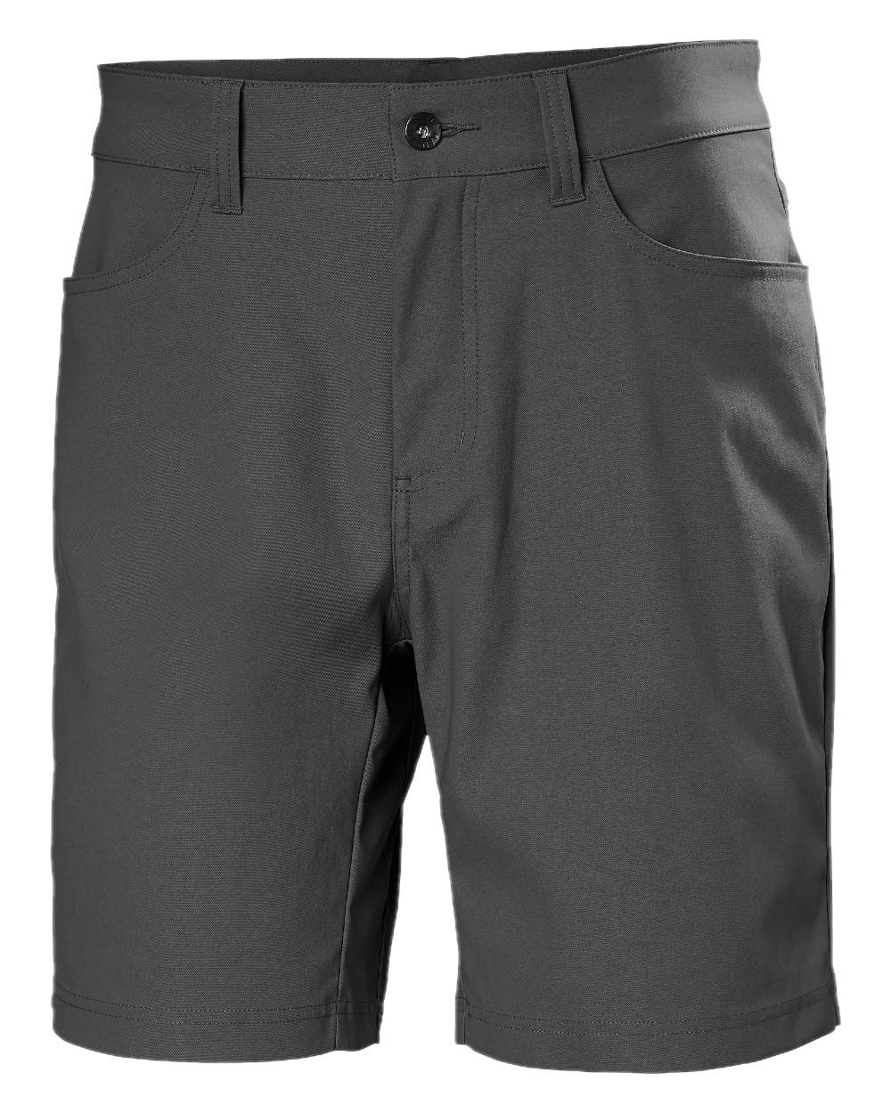 Ebony coloured Helly Hansen Mens Holmen 5 Pocket Shorts on white background 