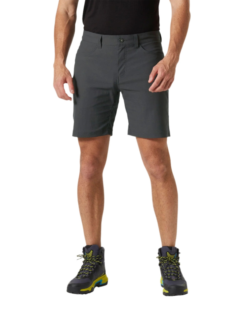 Ebony coloured Helly Hansen Mens Holmen 5 Pocket Shorts on white background 