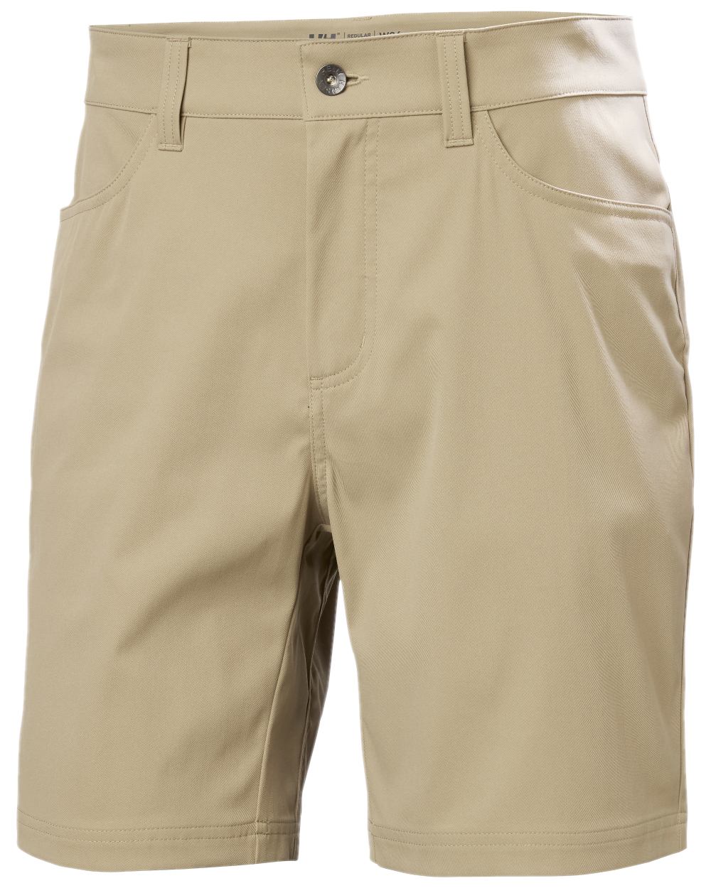 Pebble Coloured Helly Hansen Mens Holmen 5 Pocket Shorts on white background 