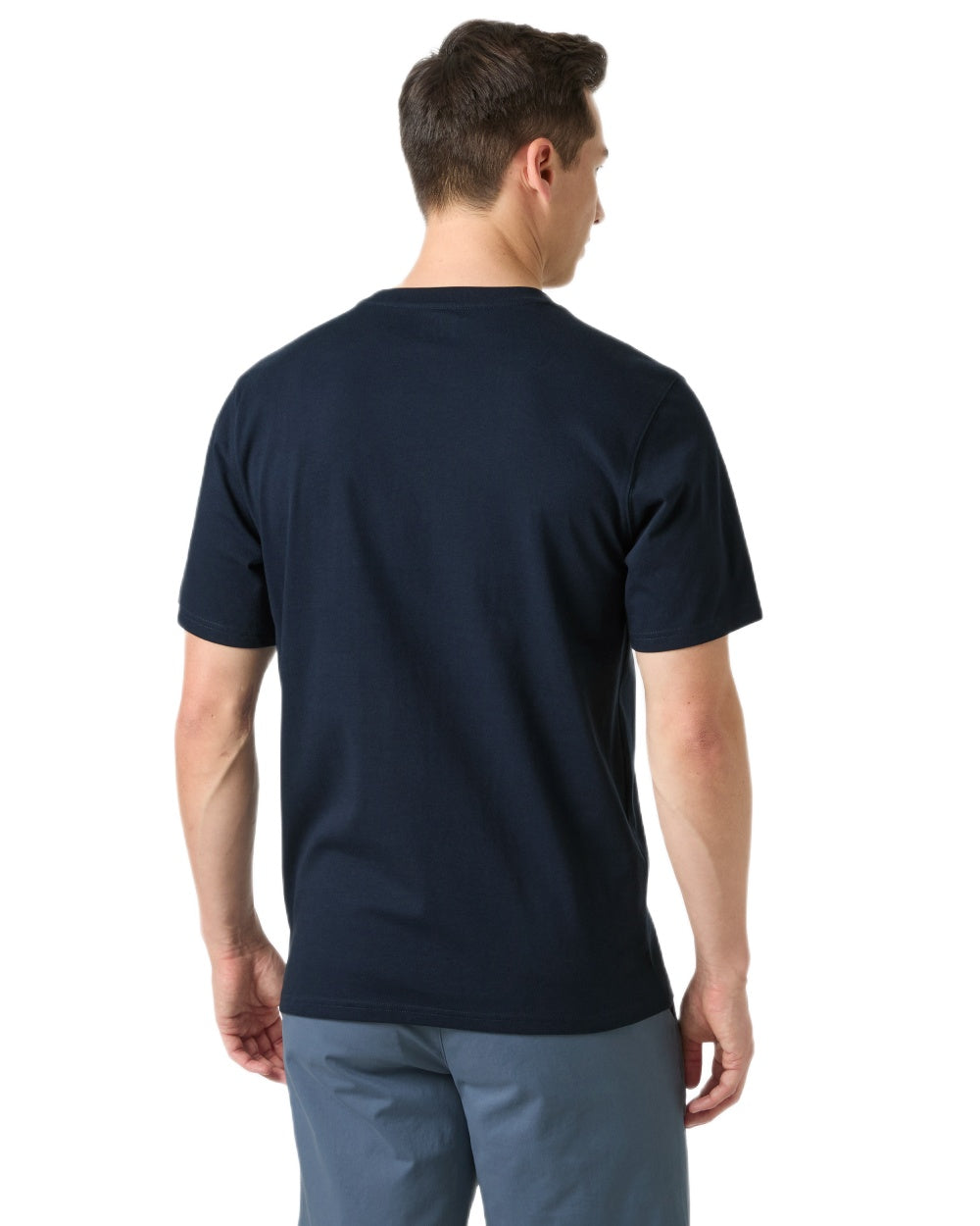 Navy coloured Helly Hansen Mens Hudson T-Shirt on white background 