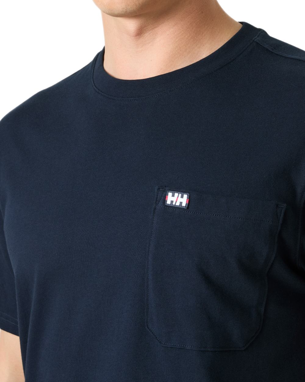 Navy coloured Helly Hansen Mens Hudson T-Shirt on white background 